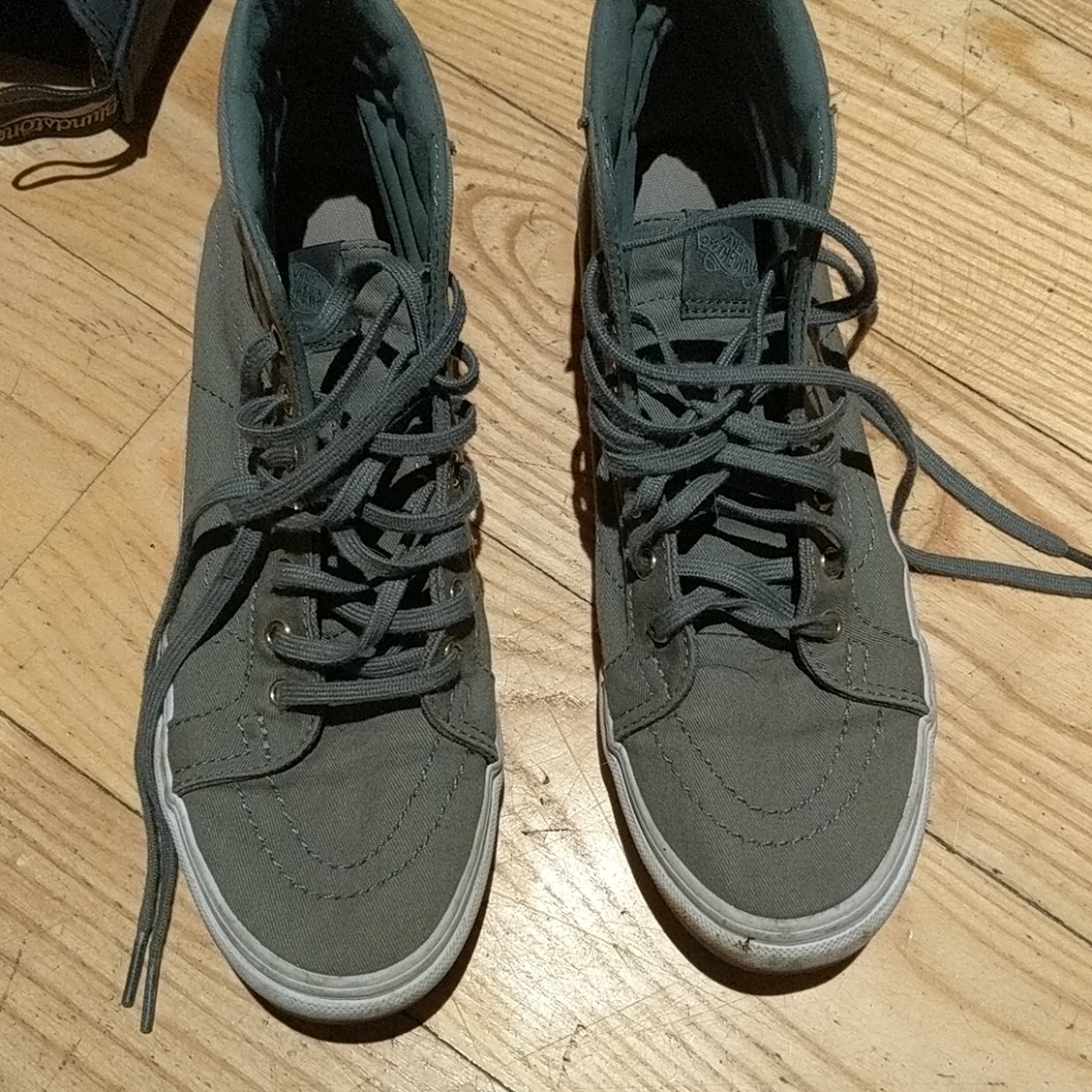 High Top Vans in Moss Green color, size 8.5